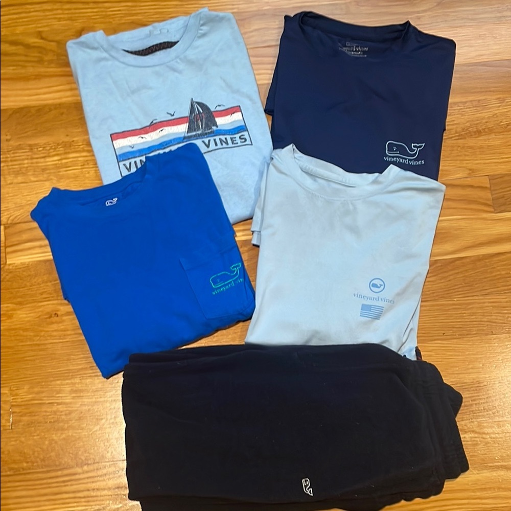 LOT of Vineyard Vines Boys Large t shirts and sweatpants